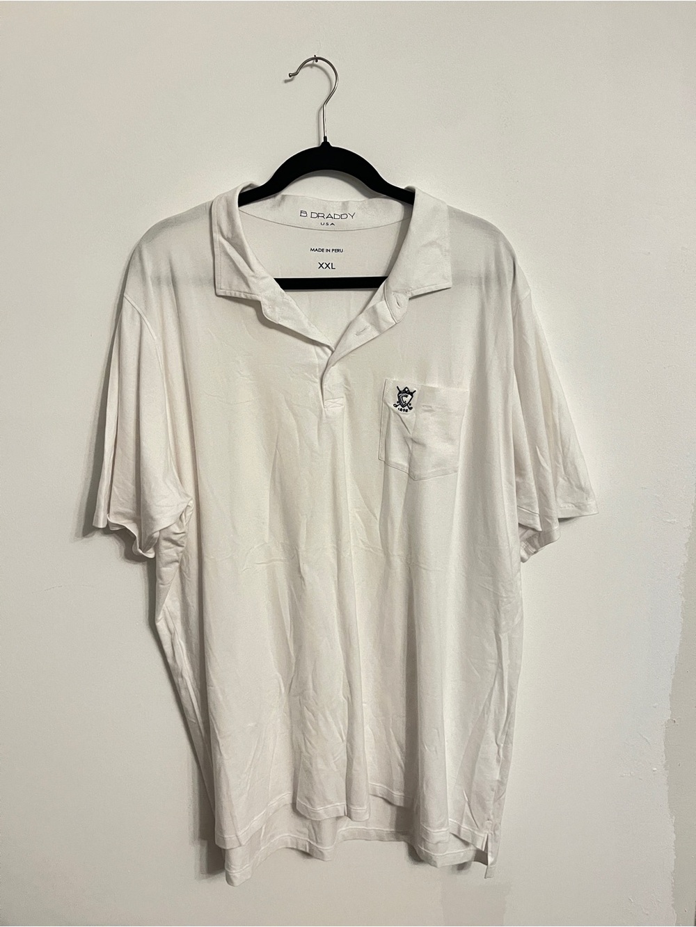 Men’s White Polo Shirt with Chest Pocket - XXL